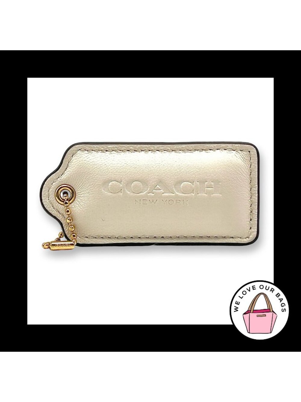 3.5" COACH TABBY PILLOW Puffy Hang Tag Vanilla Leather Fob Bag Charm Keychain